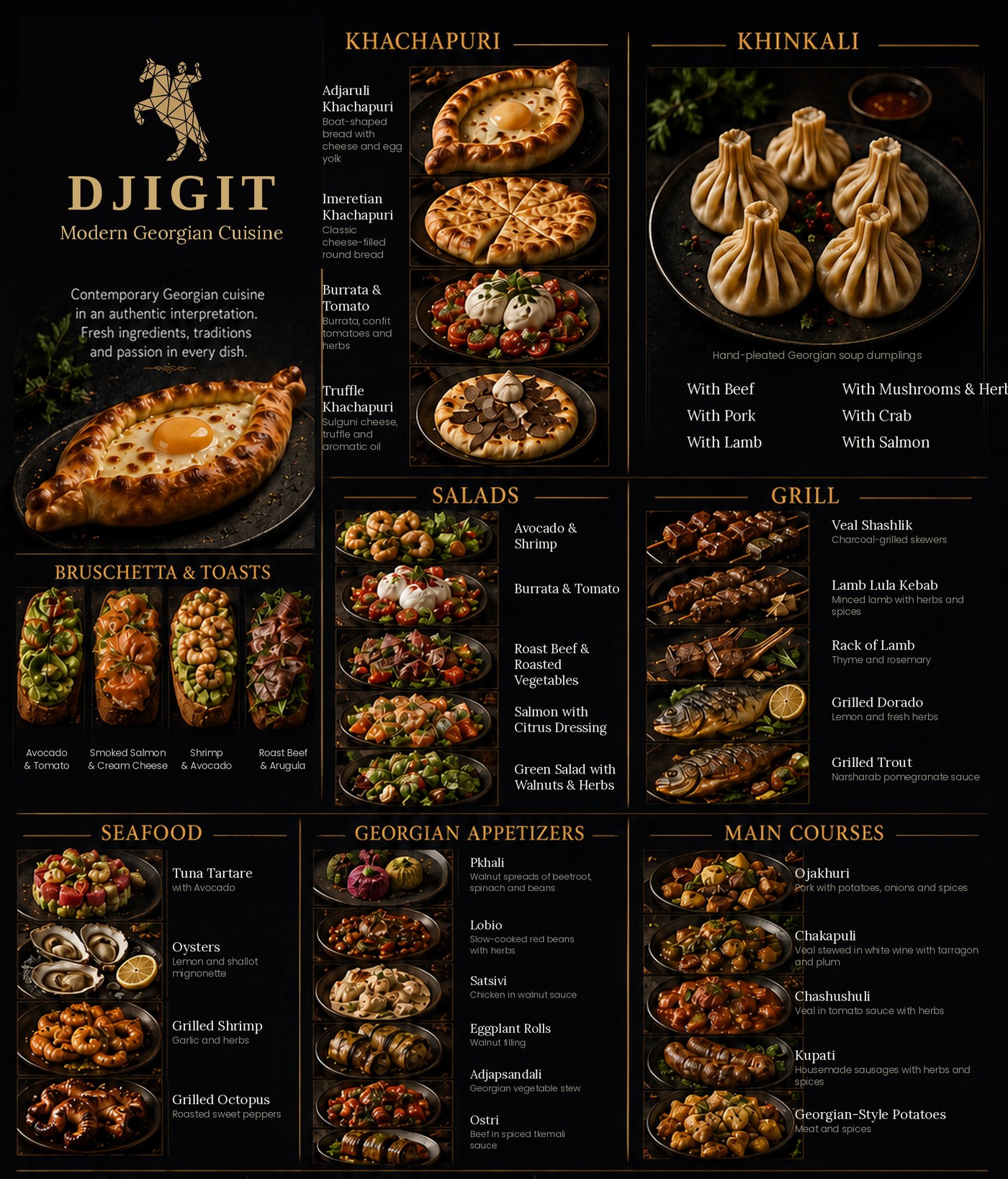 DJIGIT menu — Modern Georgian cuisine